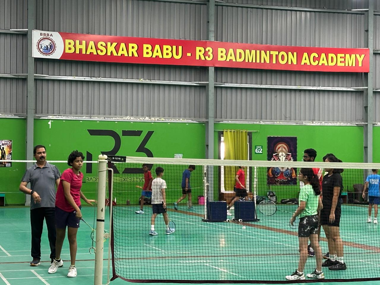 Badminton training at Bhaskar Babu Badminton Academy