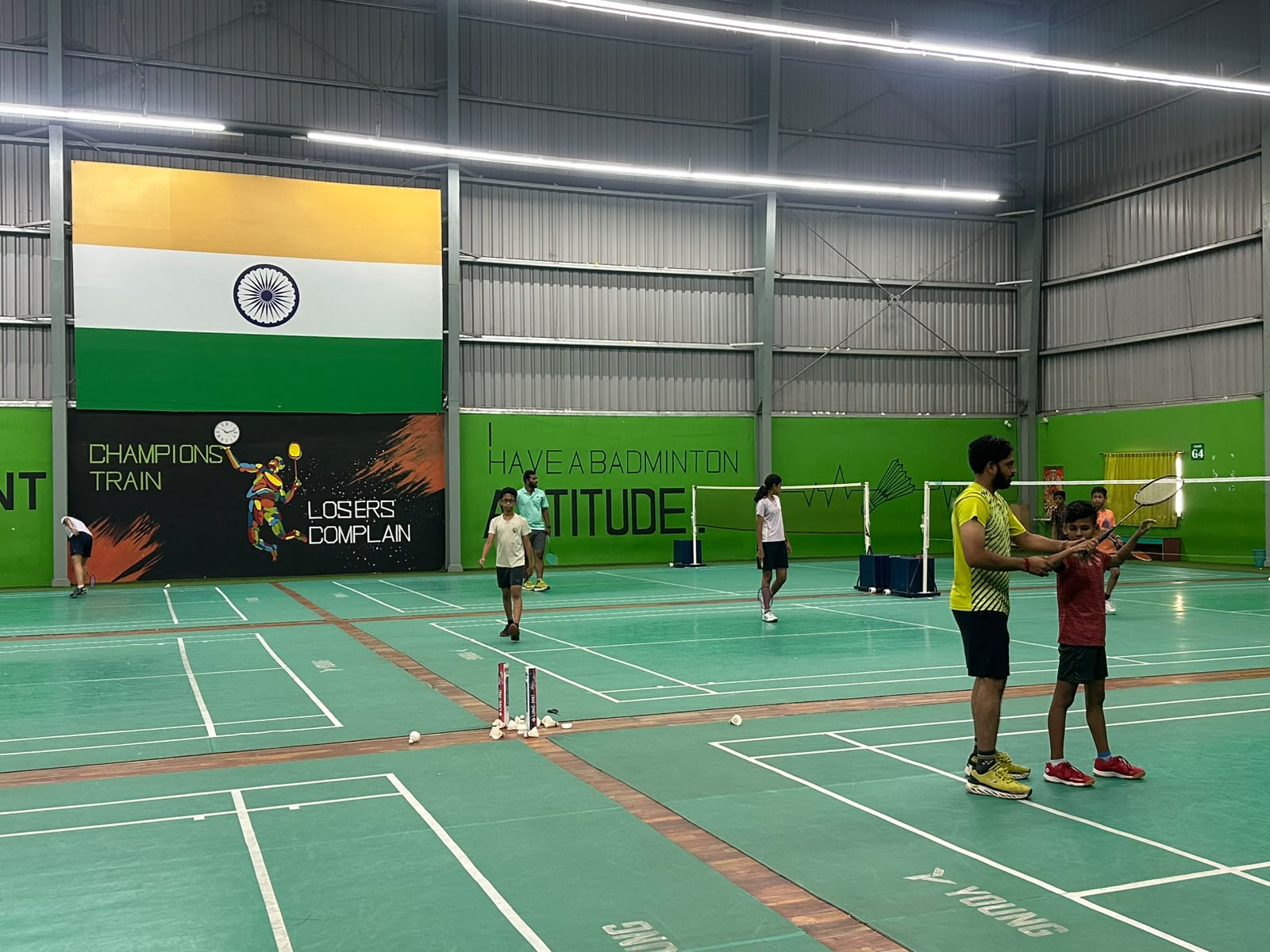 Badminton training at Bhaskar Babu Badminton Academy